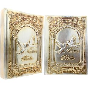 Biblia catolica en español para boda Metalic Beautiful Cover for Wedding Bible - Spanish Bible Large Print - biblia para boda - La biblia en español letra Grande - biblia y Rosario para boda catolica
