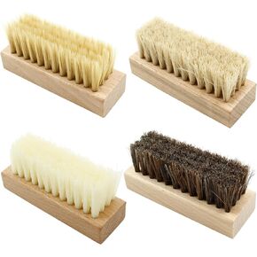 4 Pcs Square Wooden Handheld Shoe Cleaner Brush Set for Sneakers,Leather Boots,Canvas Shoes (Include 1 Pcs Nano Silk,1 Pcs PP Silk,1 Pcs Natural Horsehair Bristles and 1 Pcs Pig Bristle)