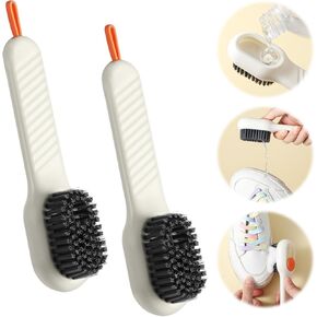 2 Pcs 2 in 1 Multifunction Cleaning Brush Soap Dispenser Scrub Brushes for Cleaning Liquid Adding Soft Brush Hooks Shoe Laundry Brush Liquid Box for Washing Clothes Household Bathroom Kitchen