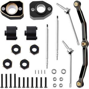 GLOBACT Brass Axle Steering Link Steering Blocks Knuckle Caster Blocks C-Hubs One Side Widened 10mm for TRX4M 1/18 RC Crawler Widening Upgrade Parts (7 Piece Set)