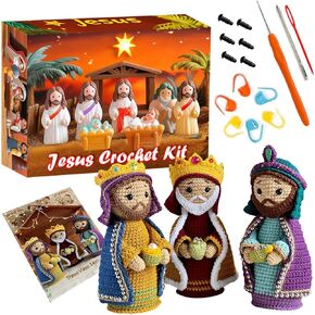 Holydeck Christmas Crochet Kit for Beginners, Jesus Crochet Kit Step-by-Step Pattern Tutorials, Crochet DIY Knitting Kit for Adults Kids Complete Kit Included