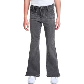 YMI Girls Flare Front Patch Pocket Side Slit Hem Jeans