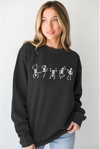 SOFEON المرأة هالوين الرقص الهيكل العظمي البلوز الرعب الجمجمة الجرافيك Crewneck البلوز موسم مخيف البلوز القمم in Kuwait
