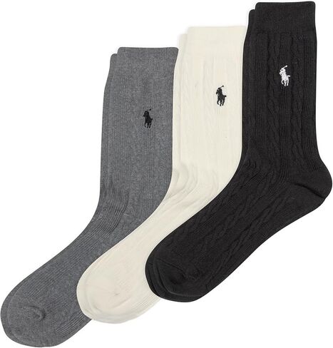 POLO RALPH LAUREN Women's Classic Cable Crew Socks-3 Pair Pack-Soft Cotton Comfort in Saudi Arabia
