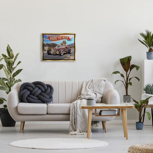 Stupell Industries Bone to Run Dogs Framed Floater Canvas Wall Art by Larry Grossman in Kuwait