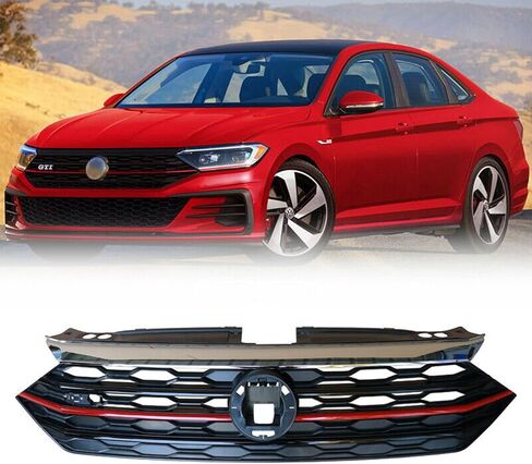 YLT AUTO Fit 2015 2016 2017 2018 لفولكس واجن جيتا الغطاء الأمامي المصد العلوي مصبغة استبدال الكفن VW مدخل الهواء الأمامي على شكل قرص العسل مع زخرفة حمراء in Kuwait