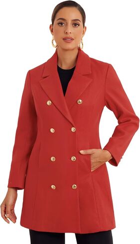 Allegra K Winter Peacoat for Women's Notch Lapel Trench Double Breasted Coats in Saudi Arabia