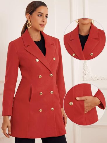 Allegra K Winter Peacoat for Women's Notch Lapel Trench Double Breasted Coats in Saudi Arabia
