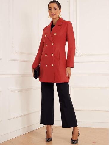 Allegra K Winter Peacoat for Women's Notch Lapel Trench Double Breasted Coats in Saudi Arabia