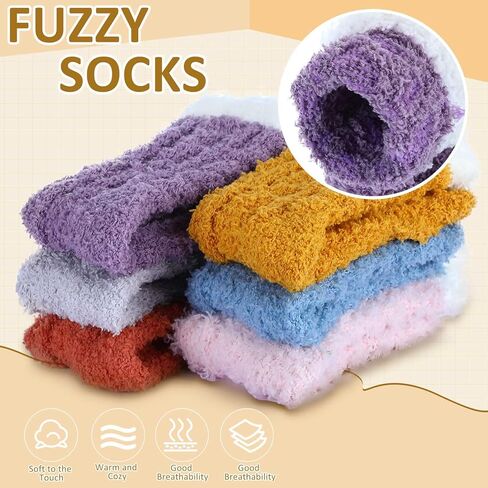 Handepo 10 Pairs Fuzzy Socks Women Warm Soft Fluffy Plush Socks Slipper Socks warm Sleeping Socks Winter Socks for Women Christmas Gifts, Bright Colors in Saudi Arabia