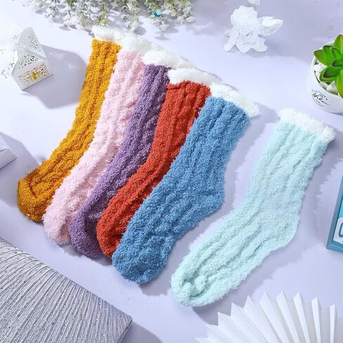 Handepo 10 Pairs Fuzzy Socks Women Warm Soft Fluffy Plush Socks Slipper Socks warm Sleeping Socks Winter Socks for Women Christmas Gifts, Bright Colors in Saudi Arabia