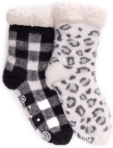 Muk Luks Cabin Sock 2 Black and Ivory in Saudi Arabia