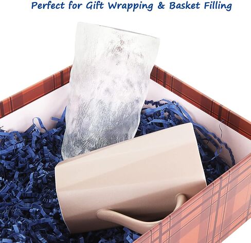 8 أكياس من RHBLME من حشو قطع الورق المجعد، 2.0 رطل، رائعة لتغليف الهدايا، وحشو السلة، والمزيد (أصفر وأزرق داكن) in Kuwait