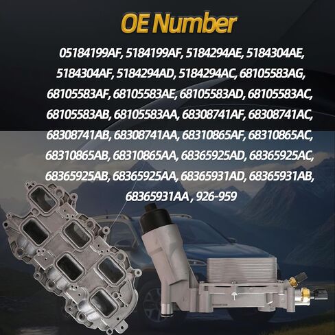 Aluminum Engine Lower Intake Manifold with Oil Cooler Filter Housing Assembly Fit for Jeep Cherokee for Wrangler Fit for Dodge Journey for Durango for Avenger Fit for Chrysler 200/300 Fit for RAM C/V in Saudi Arabia