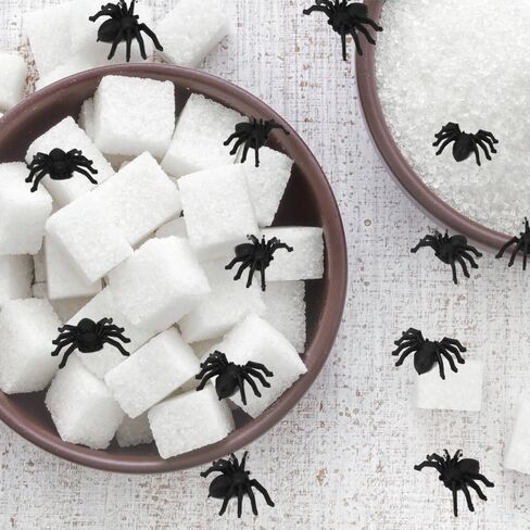Fake Spiders Halloween Mini Spiders 100Pcs Black Small Fake Spider Realistic Plastic Scary Spiders Novelty False Spiders for Boys Adults Halloween Decorations Outdoor Indoor Prank Props Party Supplies in Saudi Arabia