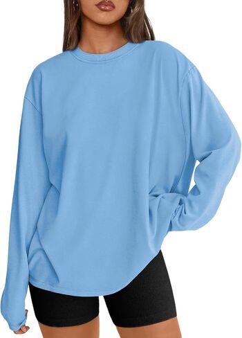 العصرية الملكة المرأة المتضخم طويلة الأكمام تي شيرت الأساسية Crewneck تي شيرت الخريف بلايز عادية تجريب موضة ملابس غير رسمية Y2K in Kuwait