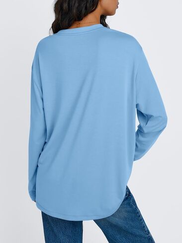العصرية الملكة المرأة المتضخم طويلة الأكمام تي شيرت الأساسية Crewneck تي شيرت الخريف بلايز عادية تجريب موضة ملابس غير رسمية Y2K in Kuwait