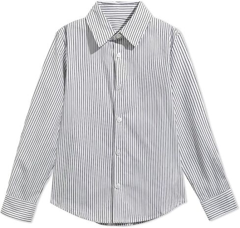 Haloumoning Boys Button Down Shirt Kids Long Sleeve Striped Collared Tshirts Fall Tops Tees 5-14Y in Saudi Arabia