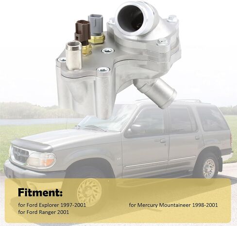 مجموعة مبيت ترموستات معدنية من الألومنيوم لـ 1997-2001 Ford Explorer لـ 2001 Ford Explorer Sport Trac لـ 2001 Ford Ranger لـ 1998-2001 Mercury Mountaineer 4.0L V6 SOHC 902-204 YU3Z8A586AA in Kuwait