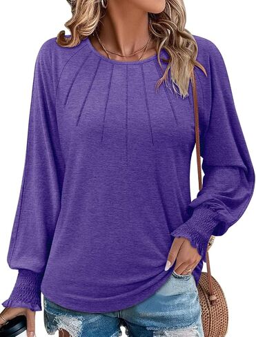 onlypuff Long Sleeve Shirts for Women Fall Tops Dressy Casual Blouses Pullover Trendy Tunic Tops in Saudi Arabia