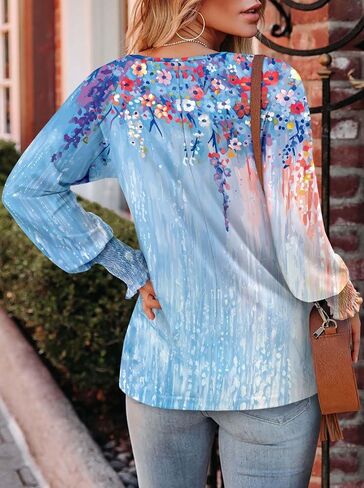 onlypuff Long Sleeve Shirts for Women Fall Tops Dressy Casual Blouses Pullover Trendy Tunic Tops in Saudi Arabia