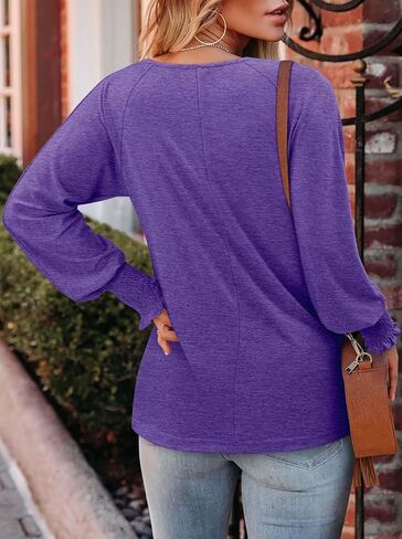 onlypuff Long Sleeve Shirts for Women Fall Tops Dressy Casual Blouses Pullover Trendy Tunic Tops in Saudi Arabia