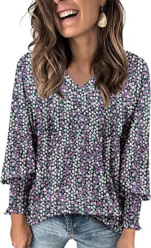 onlypuff Long Sleeve Shirts for Women Fall Tops Dressy Casual Blouses Pullover Trendy Tunic Tops in Saudi Arabia