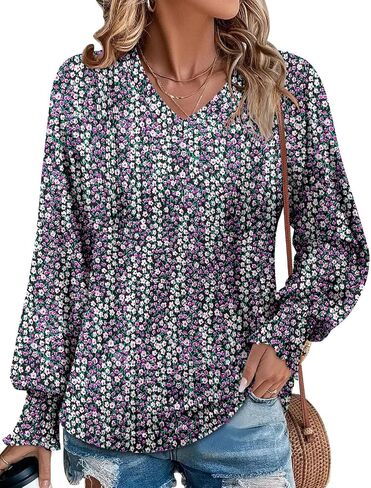 onlypuff Long Sleeve Shirts for Women Fall Tops Dressy Casual Blouses Pullover Trendy Tunic Tops in Saudi Arabia