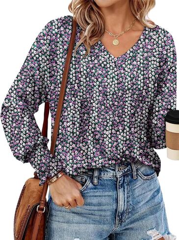 onlypuff Long Sleeve Shirts for Women Fall Tops Dressy Casual Blouses Pullover Trendy Tunic Tops in Saudi Arabia