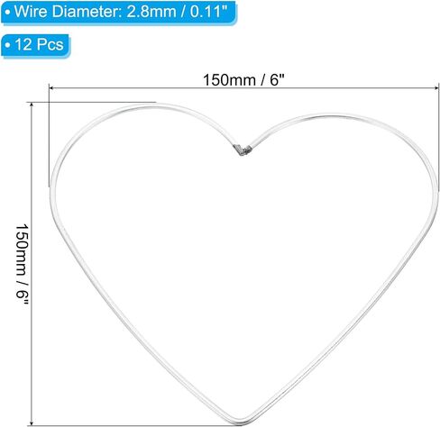 PATIKIL 6inch Dream Catcher Rings, 12 Pcs Metal Heart Shape Macrame Wreath Floral Ring Hoop for Home DIY Craft Wedding Wall Hanging Decorations, Silver in Saudi Arabia