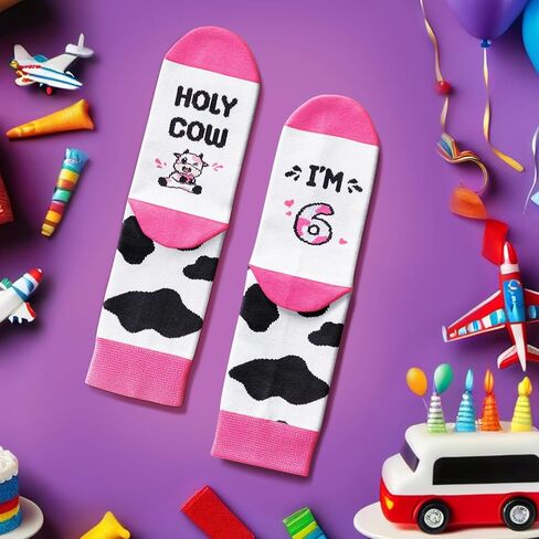 HAPPYPOP 6th Birthday Gifts Ideas for Girls - Socks for Girls Boys Age 6, Six Year Old Gifts for Kids, Presents for 6 Year Olds, Birthday Gift Box with Greeting Card in Saudi Arabia
