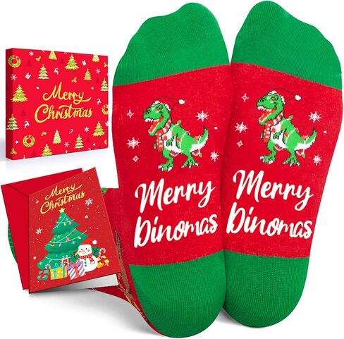 HAPPYPOP Christmas Gifts Stocking Socks for Boys Girls - Dinosaur Socks Xmas Stocking Stuffers for Toddler Pre-teen in Saudi Arabia