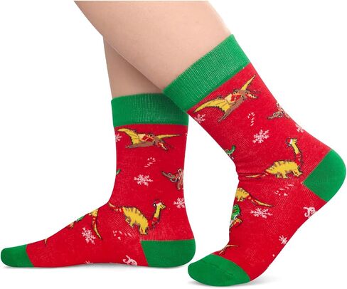 HAPPYPOP Christmas Gifts Stocking Socks for Boys Girls - Dinosaur Socks Xmas Stocking Stuffers for Toddler Pre-teen in Saudi Arabia