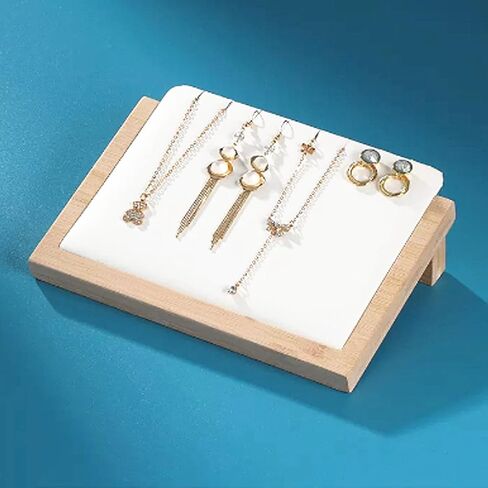 TANG SONG Flat Bamboo Leather Soft Mat Multiple Necklace Display Stand Necklace Bracelets Chains Organizer Holder for Home (White) in Saudi Arabia