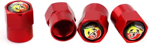 XDG 4 قطع من أغطية جذعية صمام إطار السيارة المعدنية غطاء مقاوم للماء لشعار Scorpion Abarth مناسب لسيارة Fiat Abarth Punto 124/125/125/500 Stilo ملحقات تزيين التصميم (أحمر) in Kuwait