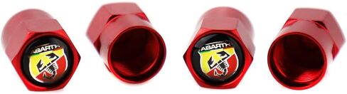 XDG 4 قطع من أغطية جذعية صمام إطار السيارة المعدنية غطاء مقاوم للماء لشعار Scorpion Abarth مناسب لسيارة Fiat Abarth Punto 124/125/125/500 Stilo ملحقات تزيين التصميم (أحمر) in Kuwait