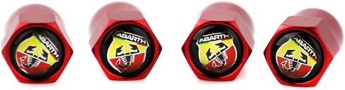 XDG 4 قطع من أغطية جذعية صمام إطار السيارة المعدنية غطاء مقاوم للماء لشعار Scorpion Abarth مناسب لسيارة Fiat Abarth Punto 124/125/125/500 Stilo ملحقات تزيين التصميم (أحمر) in Kuwait