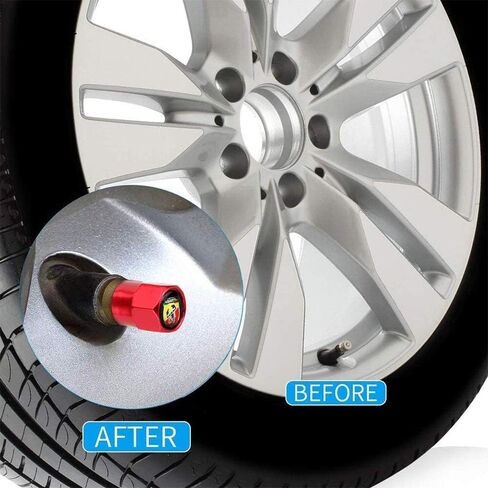 XDG 4 قطع من أغطية جذعية صمام إطار السيارة المعدنية غطاء مقاوم للماء لشعار Scorpion Abarth مناسب لسيارة Fiat Abarth Punto 124/125/125/500 Stilo ملحقات تزيين التصميم (أحمر) in Kuwait