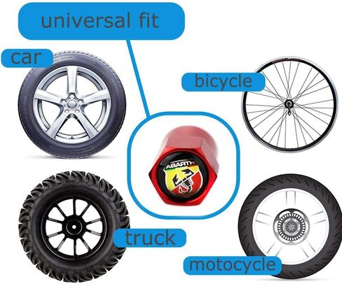 XDG 4 قطع من أغطية جذعية صمام إطار السيارة المعدنية غطاء مقاوم للماء لشعار Scorpion Abarth مناسب لسيارة Fiat Abarth Punto 124/125/125/500 Stilo ملحقات تزيين التصميم (أحمر) in Kuwait