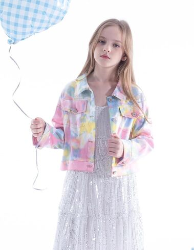 WELAKEN Print Denim Jacket for Girls & Kids II Little Girl's Button Down Crop Jean Jacket Coat in Saudi Arabia