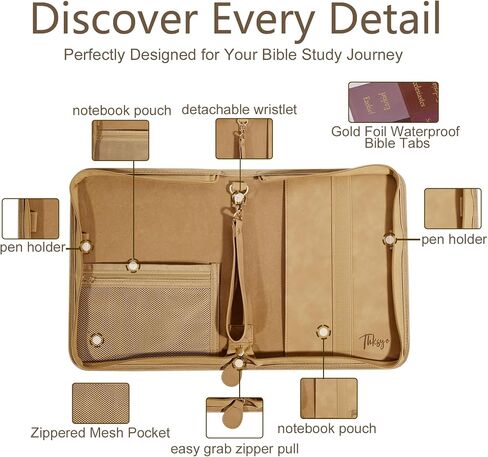 Leather Bible Cover Case for Women : Debossed Rose Floral Bible Cover with Reinforced Handle&Zippered Pocket - Men Carrying Protective Case with Detachable Wristlet Strap - Christian Gift in Saudi Arabia