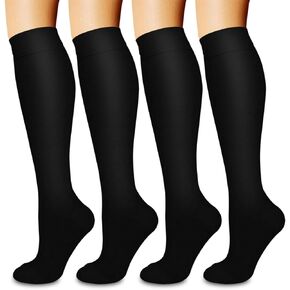 COOLOVER 4 Pairs Compression Socks for Women and Men -Best Support for Running, Nursing, Travel, Pregnancy