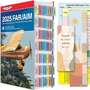 FAR AIM 2025 Index Tabs for Private Pilot License, Upgraded Complete Tabs for Far/Aim 2025, Include 93pcs Tear-Resistant Color-Coded and Laminated Tabs with Bookmark and Placement Template