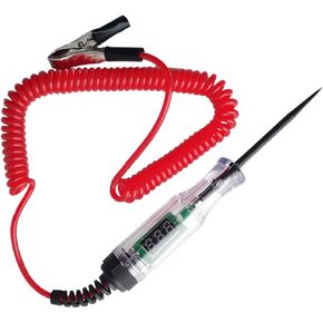 ZKFAR 1 قطعة 1 قطعة اختبار السيارات الرقمية LED اختبار الدائرة، DC 6V / 12V / 24V قلم اختبار حثي، اختبار الجهد الكهربائي ثنائي الاتجاه التلقائي مع سلك زنبركي ممتد (أحمر)