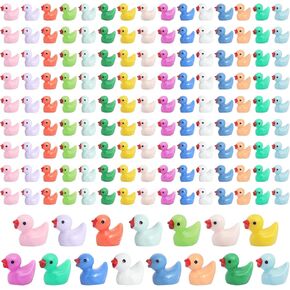 150 Pcs Mini Resin Ducks Bulk 15 Colors Tiny Duck for Figurines Garden Micro Landscape Dollhouse Aquarium Potted Ornament Charms Birthday Party DIY Toys Craft Accessories