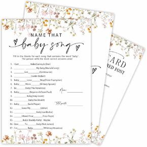 Baby Shower Game Cards, 30 Floral Theme Double-Sided Game Cards For Baby Announcement, Guess Who? Mommy Or Daddy Game Cards, Spring Flower, Gender Reveal Party Favor, Activity - C06