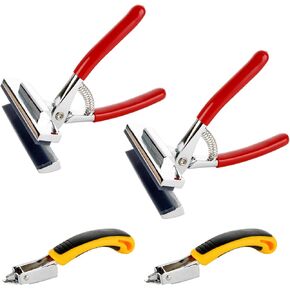 2 Pack Canvas Pliers and 2 Staple Remover Set, Stainless Steel Canvas Stretching Pliers Stretcher with Spring Return Handle, Canvas Pliers for Stretching Canvas Oil Painting