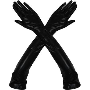 Sparkly Metallic Long Gloves Sexy Wet Look Cosplay Evening Party Gloves Costume Long Opera Gloves