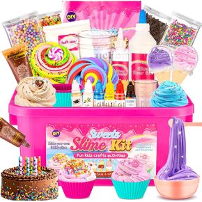 مجموعة سلايم الحلويات DIY، مجموعة صنع سلايم الكيك والآيس كريم للفتيات من سن 8 إلى 12 سنة، مجموعات سلايم إبداعية للأطفال لصنع سلايم الزبدة، سلايم سحابي وسلايم رقيق، ألعاب سلايم ممتعة للحفلات هدايا عيد الميلاد