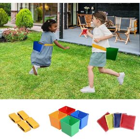Outdoor Game for Kids Bean Bag Toss Game Beach Backyard Lawn Sport Activity Game Fun Outside Family Game Toys for Boys and Girls with 4 Buckets 4 Bean Bags and 4 Belts